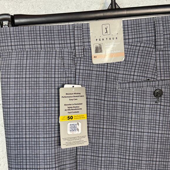 PGA Tour Men's plaid  8" Golf Shorts - Caviar  42 $68 - Picture 2 of 5